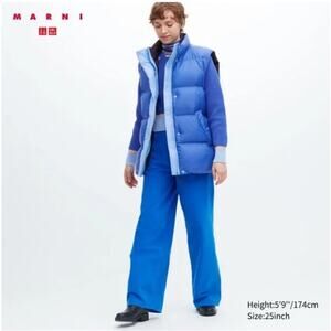 NWT Marni X Uniqlo Blue Wide Leg Baggy Jeans Size 24x31